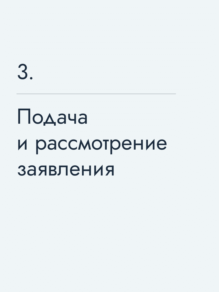 Подача и рассмотрение заявления