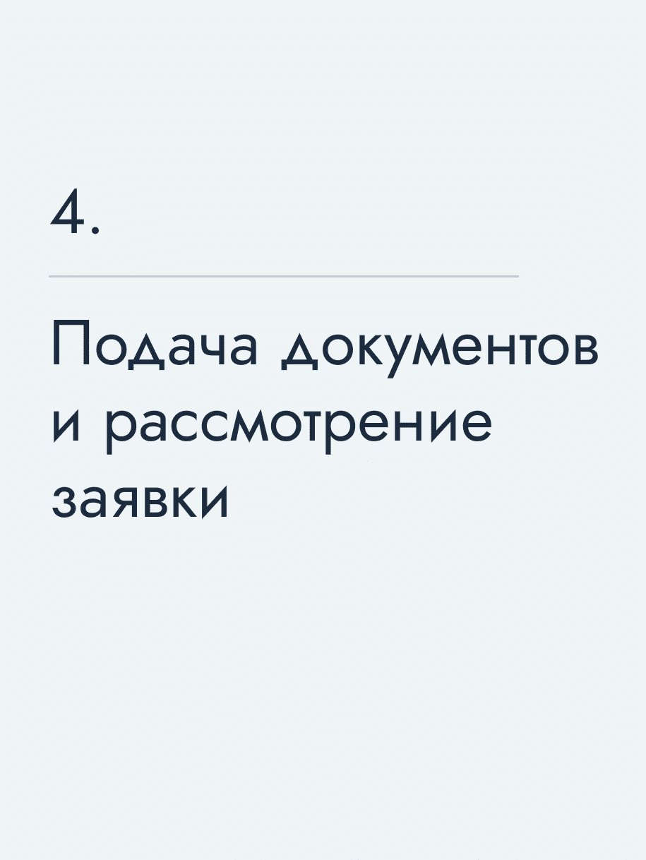 Подача документов и рассмотрение заявки