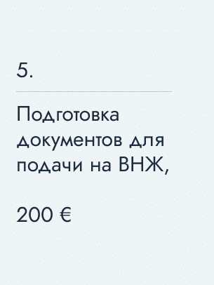 Подготовка документов для подачи на ВНЖ, 200 €