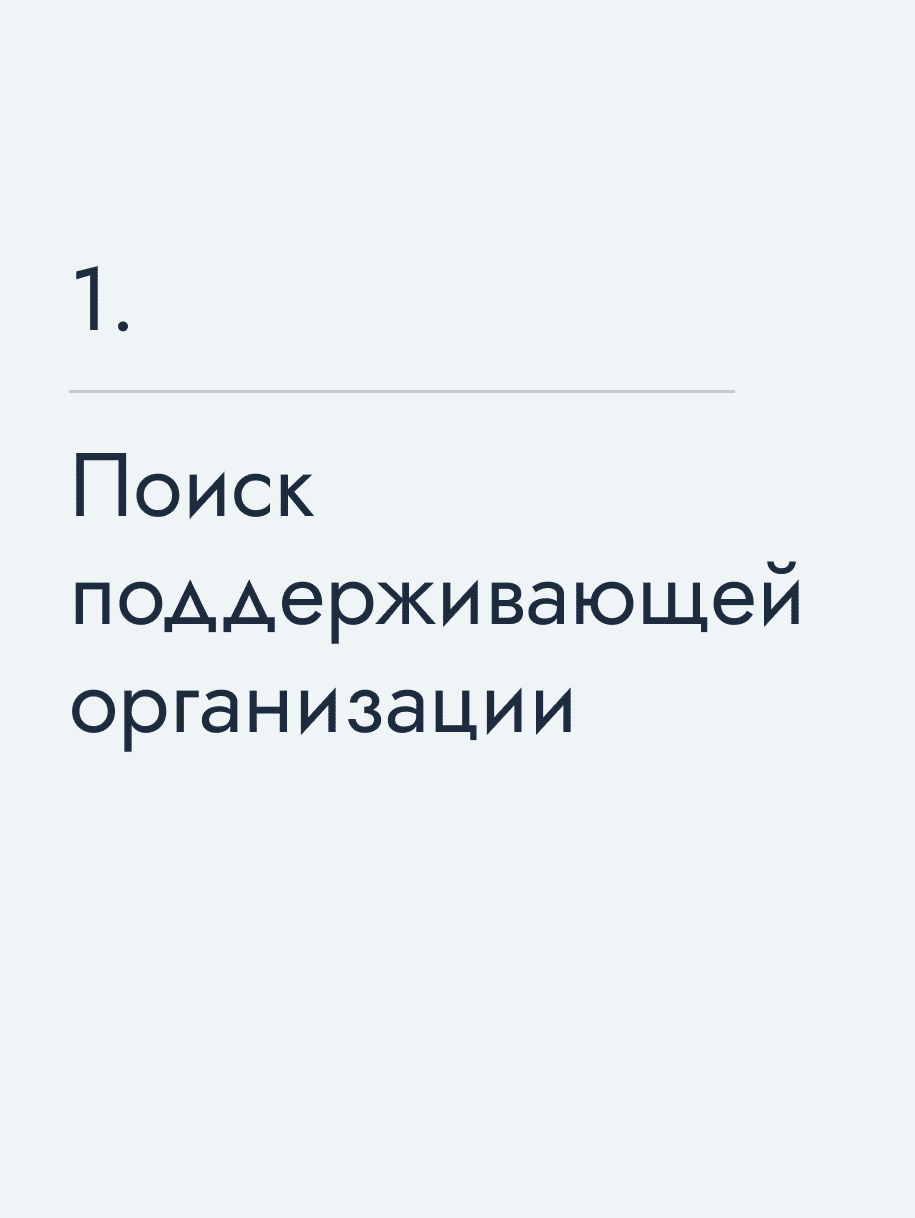 Поиск поддерживающей организации