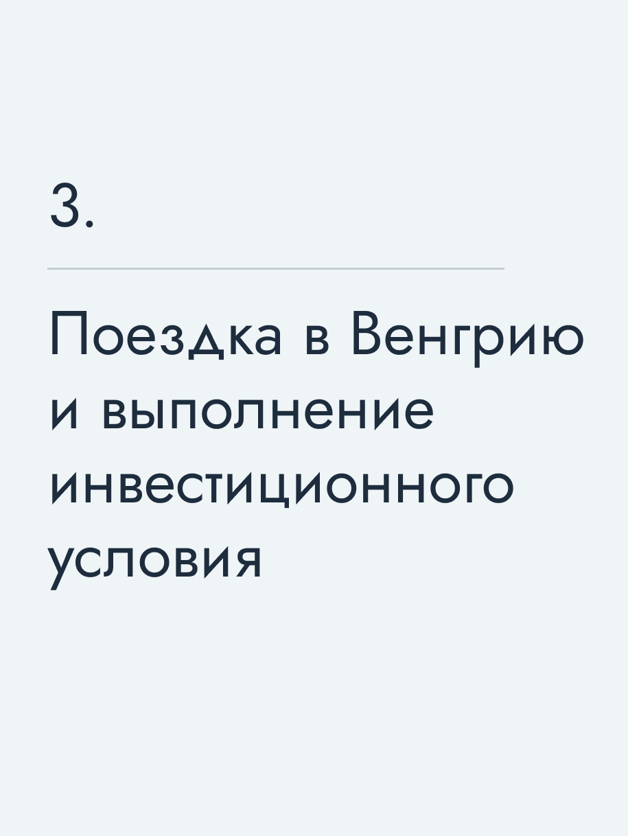 Поездка в Венгрию и выполнение инвестиционного условия