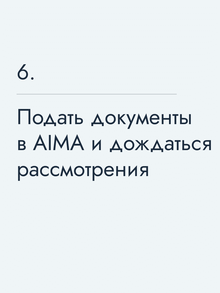Подать документы в AIMA и дождаться рассмотрения