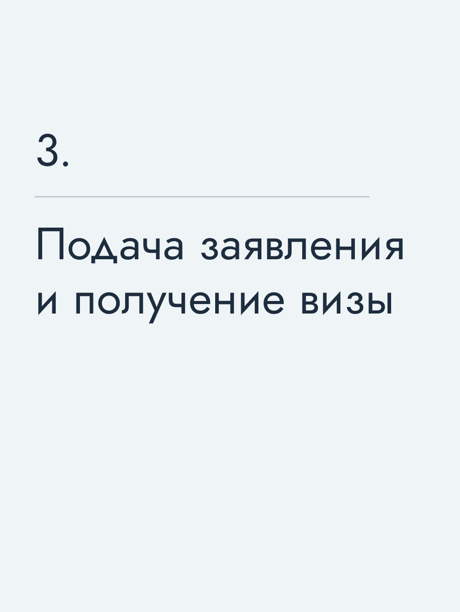 Подача заявления и получение визы