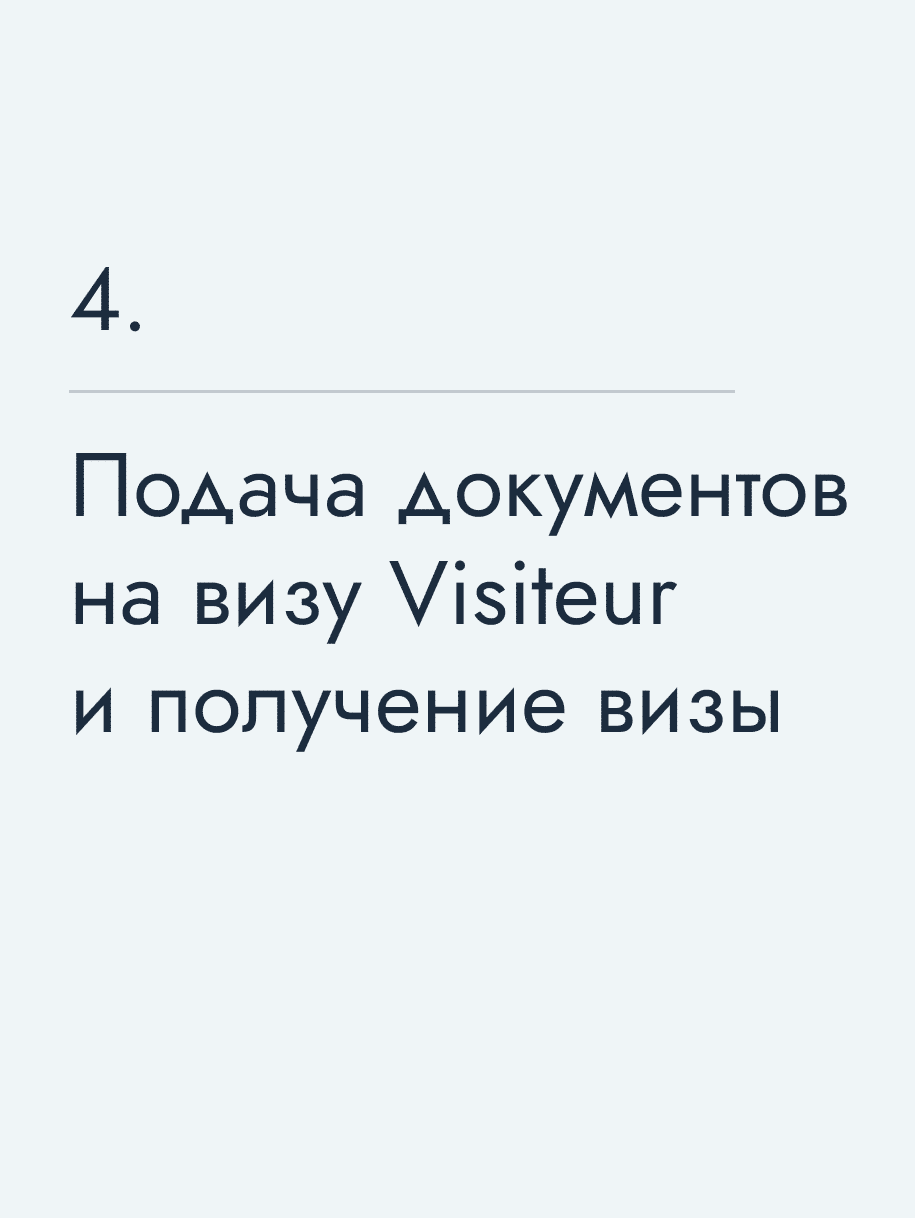 Подача документов на визу Visiteur и получение визы