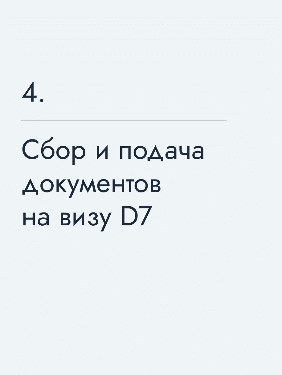 Сбор и подача документов на визу D7