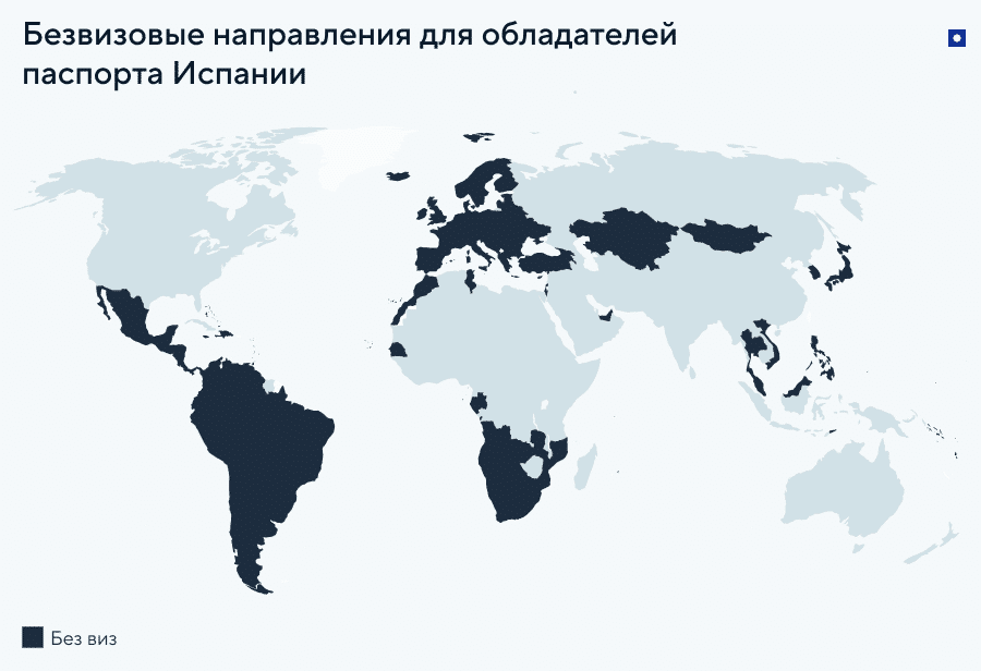 Безвизовые страны с паспортом Испании