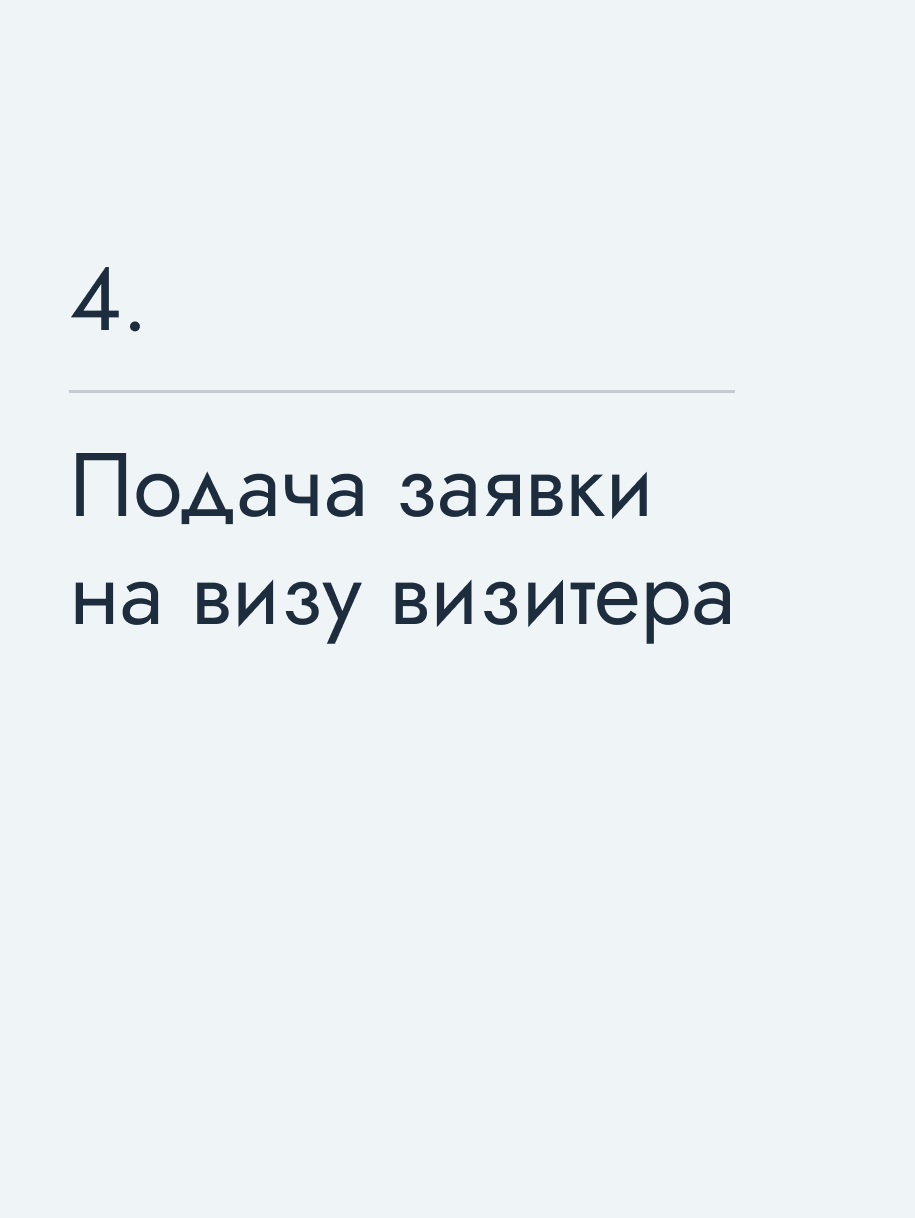Подача заявки на визу визитера
