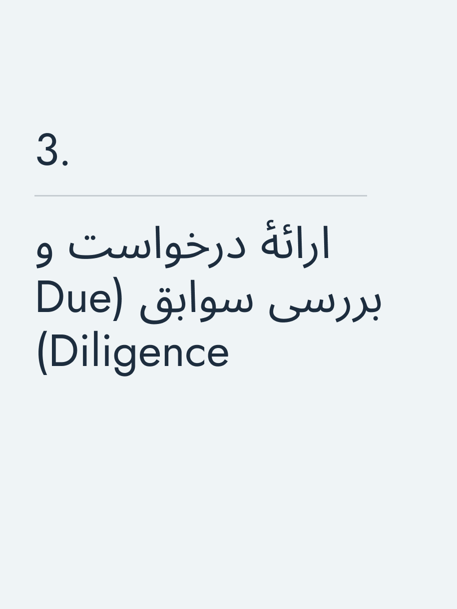 ارائهٔ درخواست و بررسی سوابق (Due Diligence)